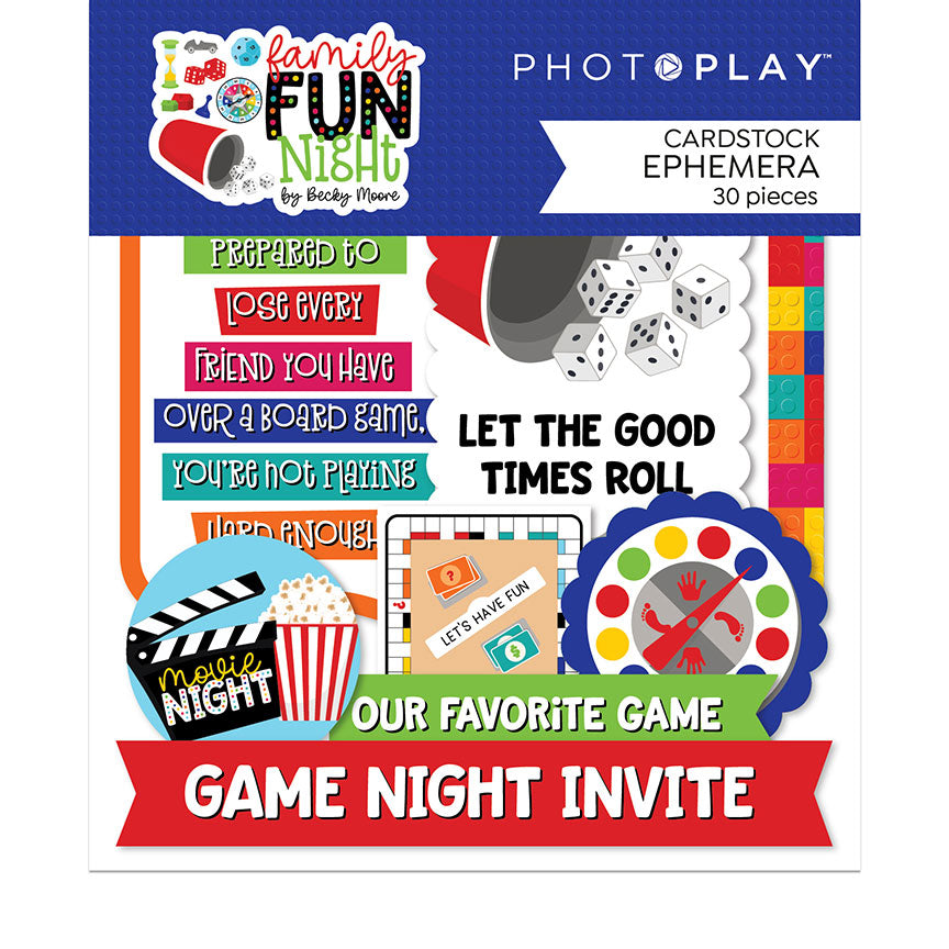 Family Fun Night Collection 5 x 5 Die Cut Scrapbook Embellishments by Photo Play Paper