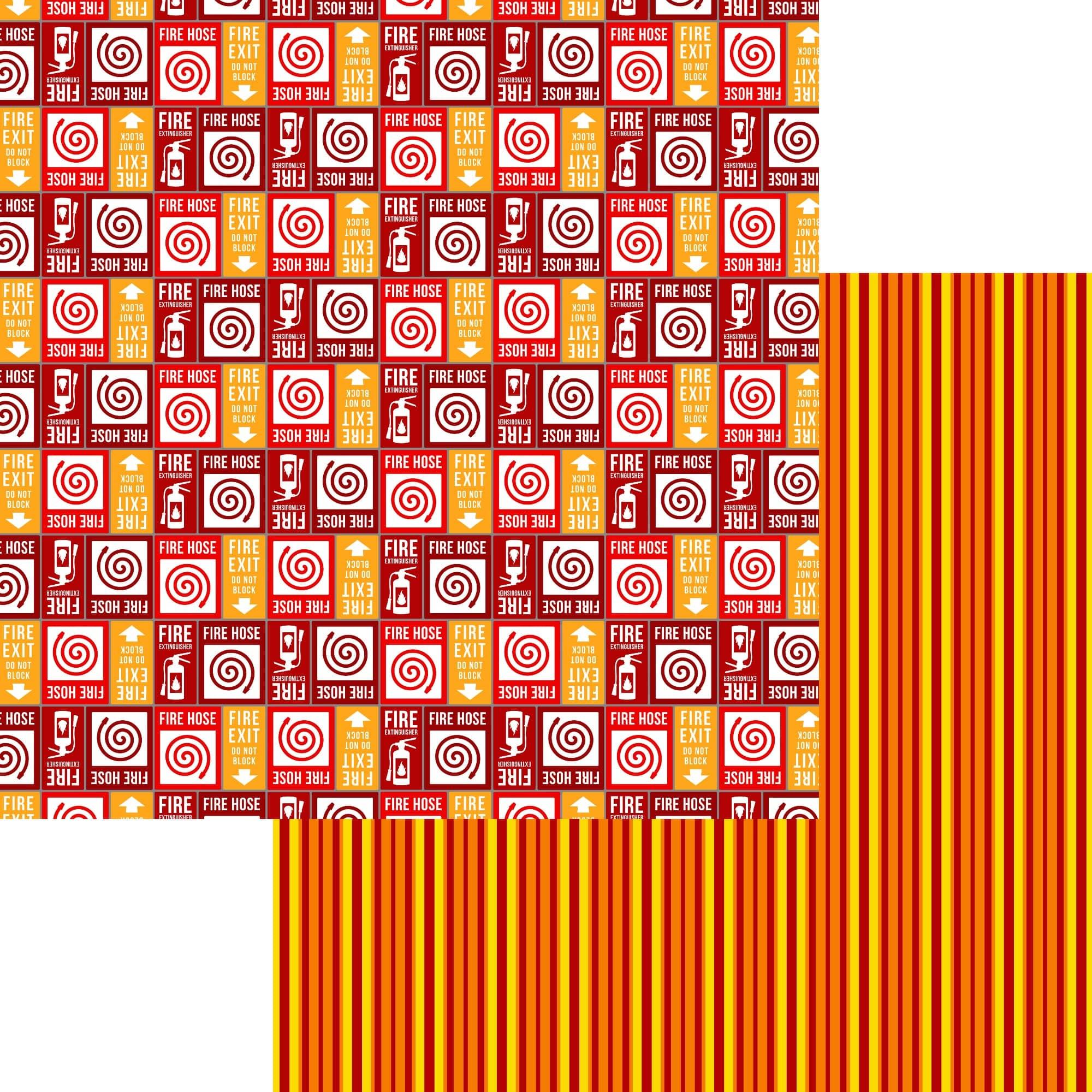Occupation Collection Firefighter Stripes 12 x 12 Double-Sided Scrapbook Paper by SSC Designs