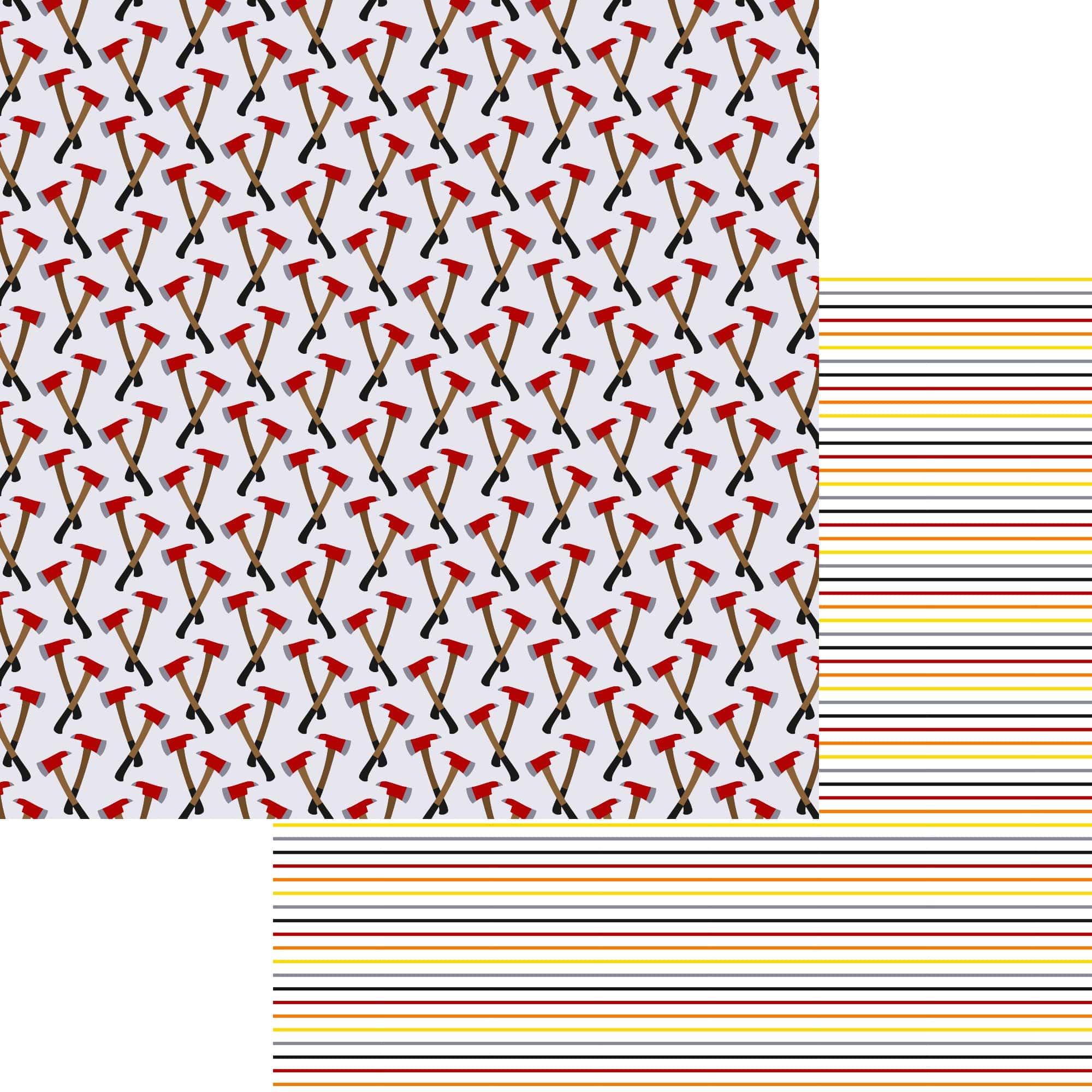 Occupation Collection Firefighter Axes 12 x 12 Double-Sided Scrapbook Paper by SSC Designs