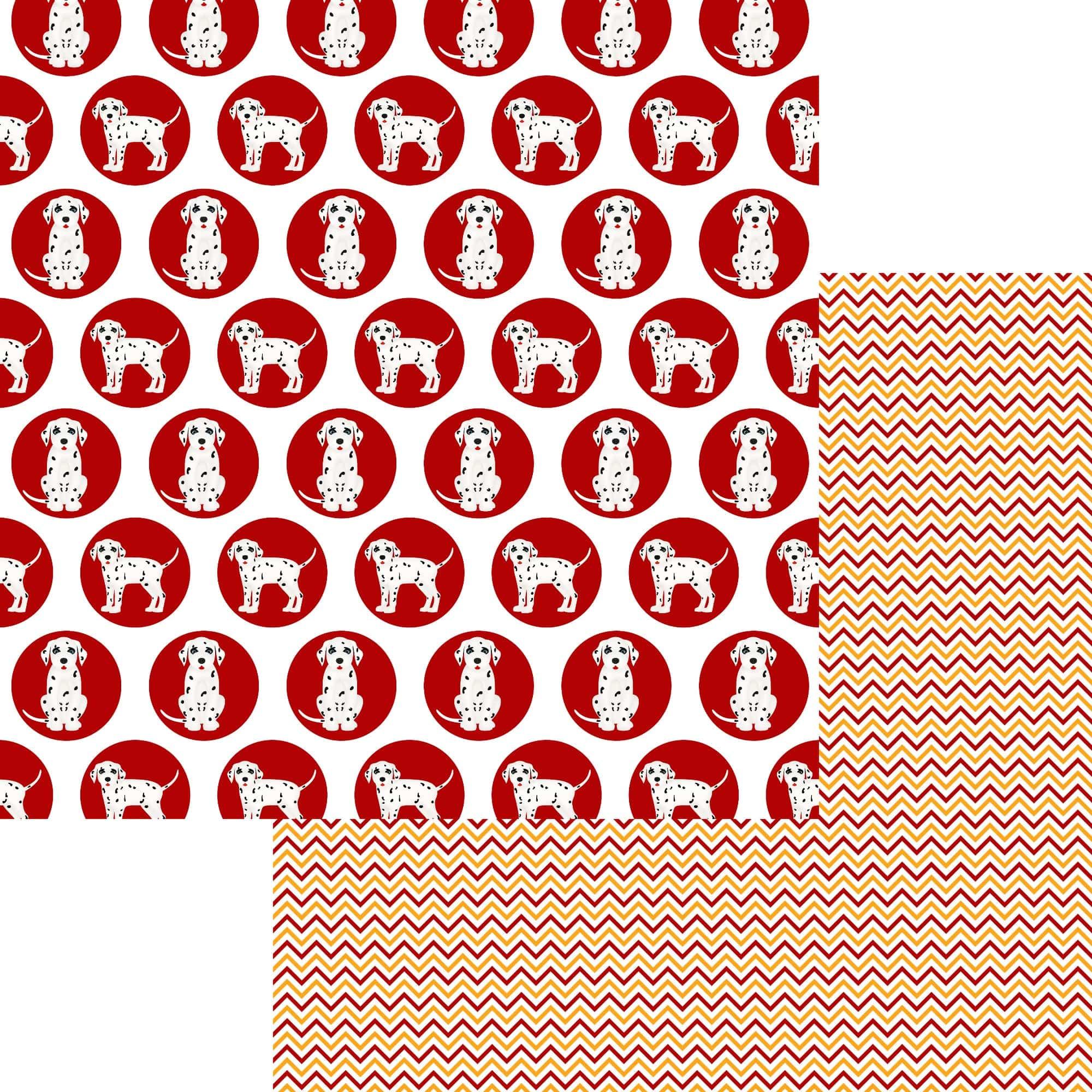 Occupation Collection Firefighter Firehouse Dog 12 x 12 Double-Sided Scrapbook Paper by SSC Designs