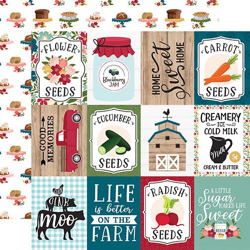 Farmer's Market Collection 3x4 Journaling Cards 12 x 12 Double-Sided Scrapbook Paper by Echo Park Paper