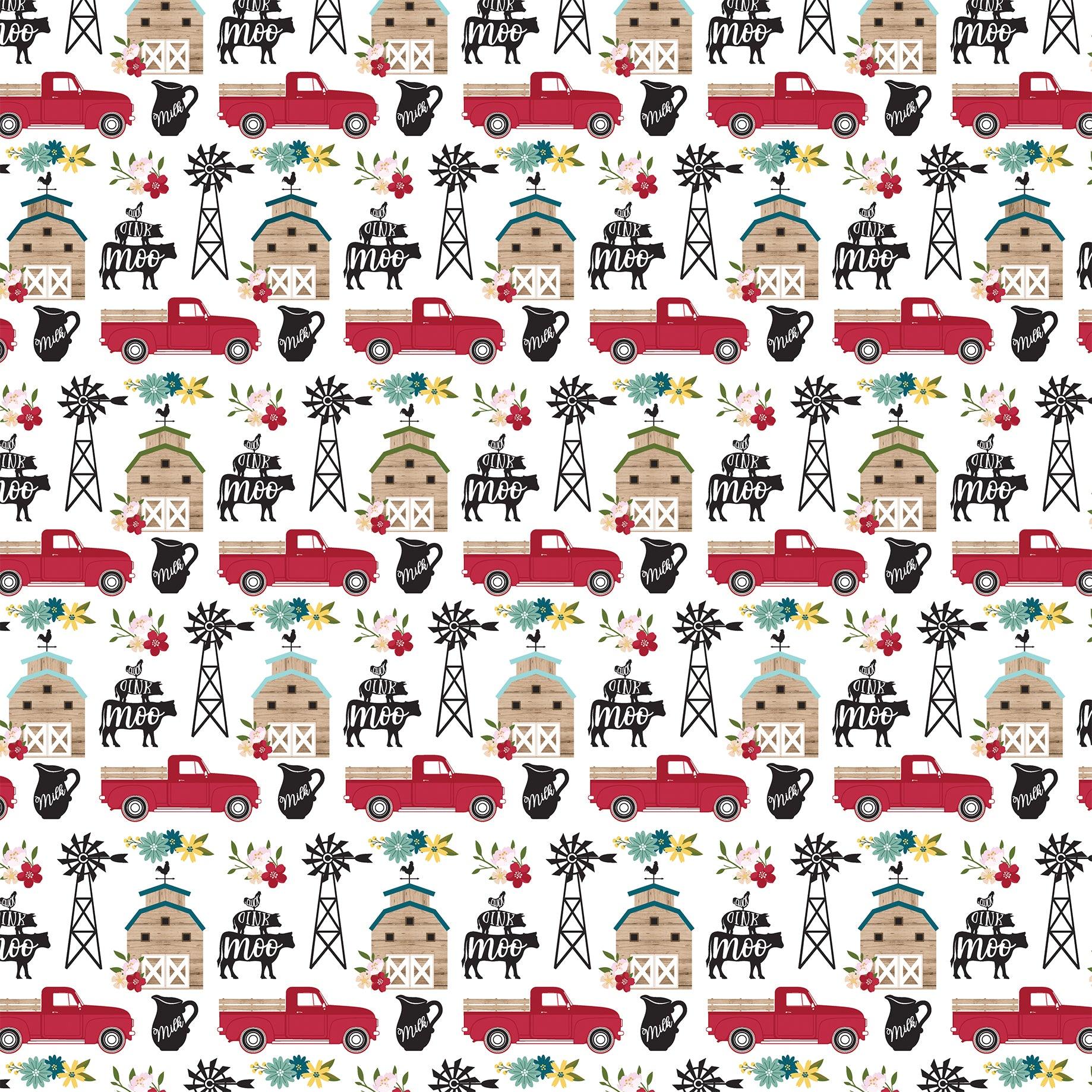 Farmer's Market Collection Blessed Floral 12 x 12 Double-Sided Scrapbook Paper by Echo Park Paper - Scrapbook Supply Companies