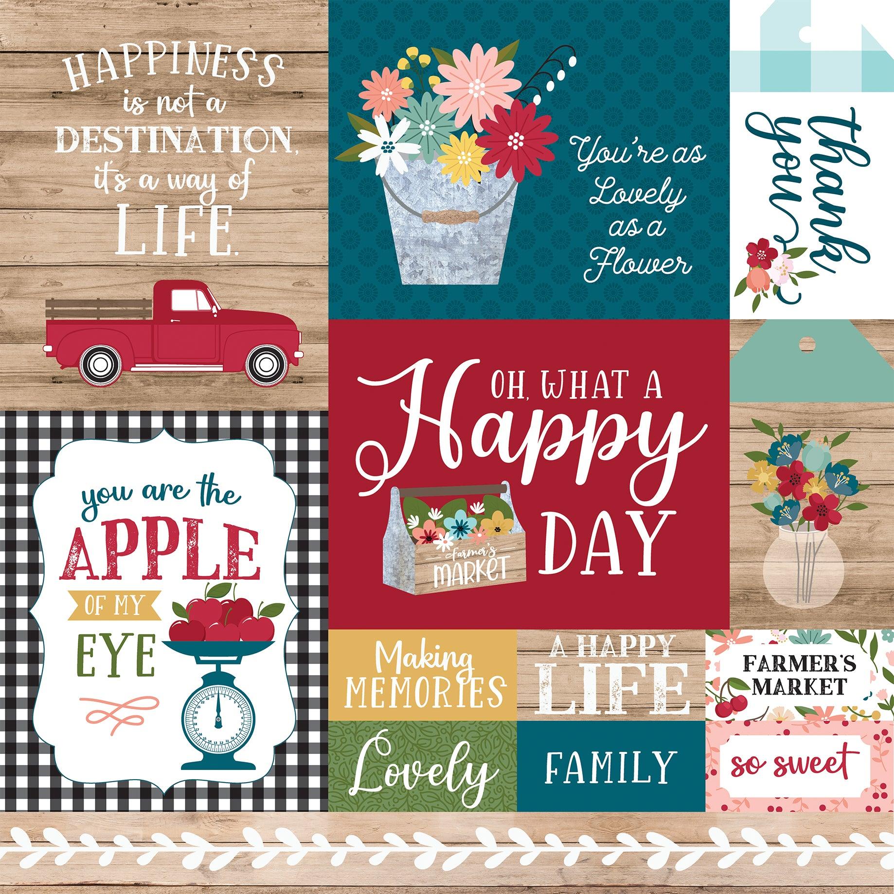 Farmer's Market Collection Multi Journaling Cards 12 x 12 Double-Sided Scrapbook Paper by Echo Park Paper - Scrapbook Supply Companies