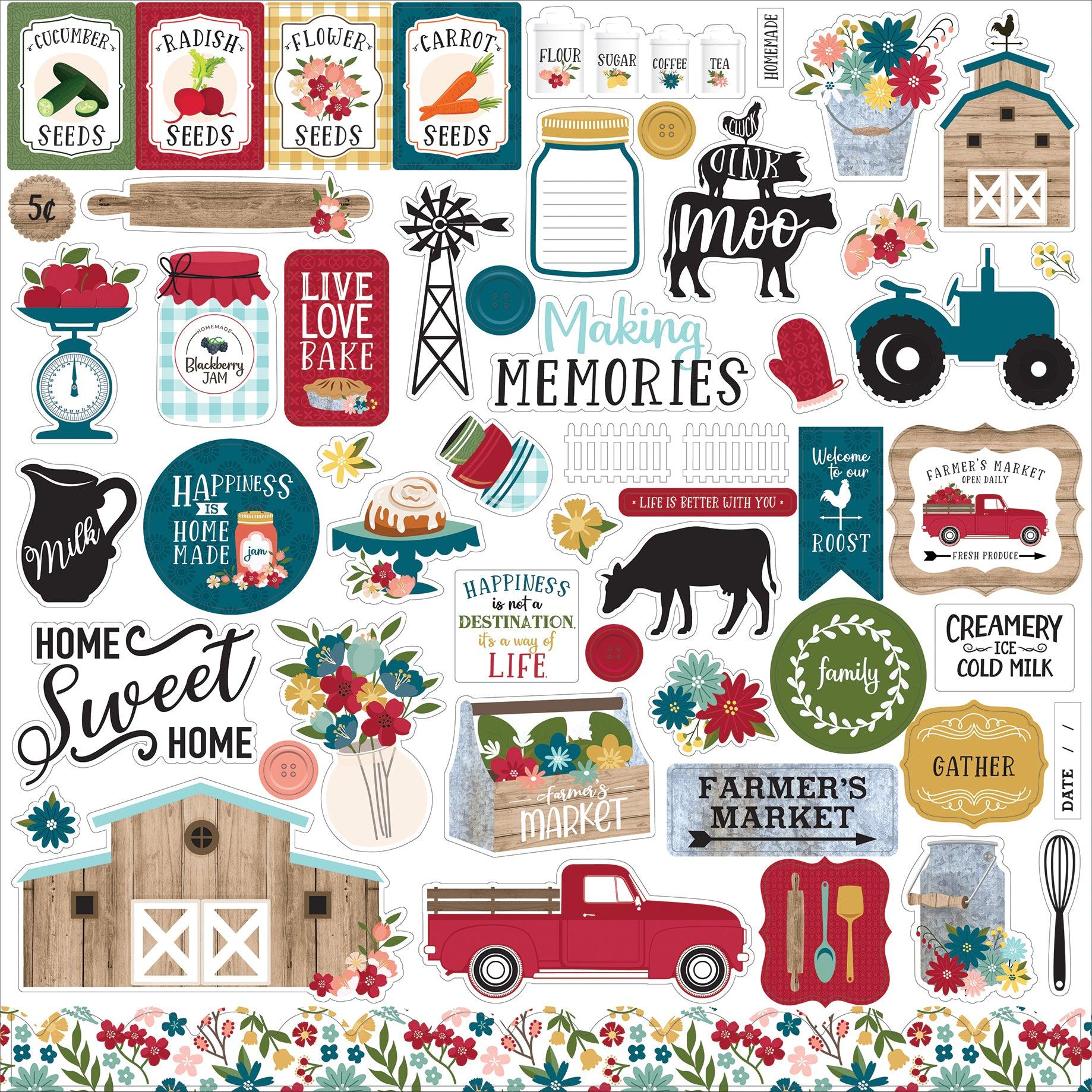 Farmer's Market Collection 12 x 12 Scrapbook Sticker Sheet by Echo Park Paper - Scrapbook Supply Companies