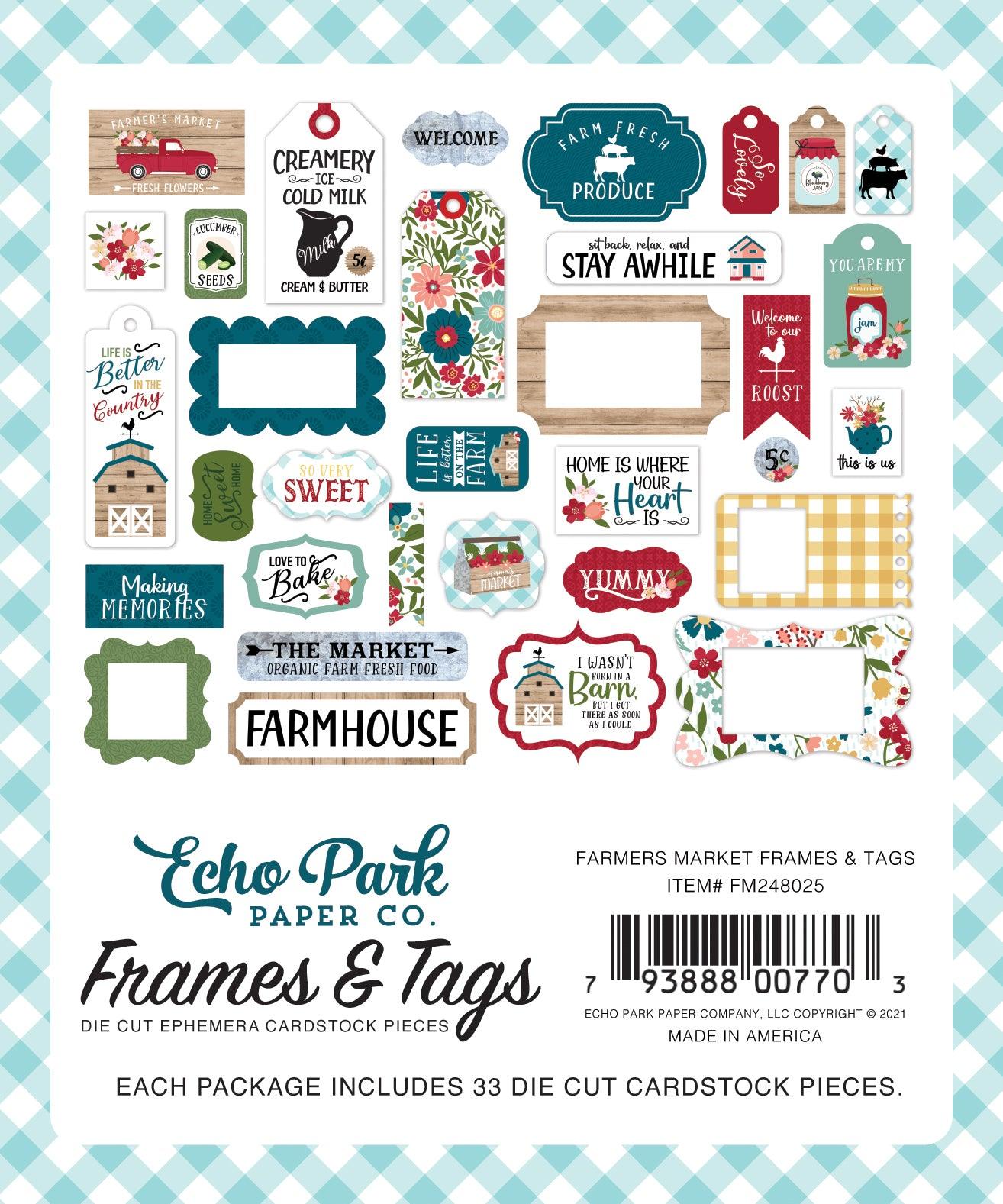 Farmer's Market Collection 5 x 5 Scrapbook Tags & Frames Die Cuts by Echo Park Paper - Scrapbook Supply Companies