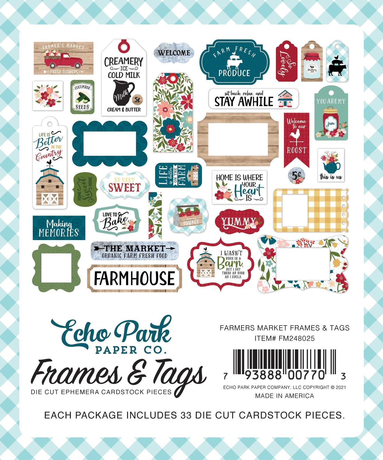 Farmer's Market Collection 5 x 5 Scrapbook Tags & Frames Die Cuts by Echo Park Paper - Scrapbook Supply Companies