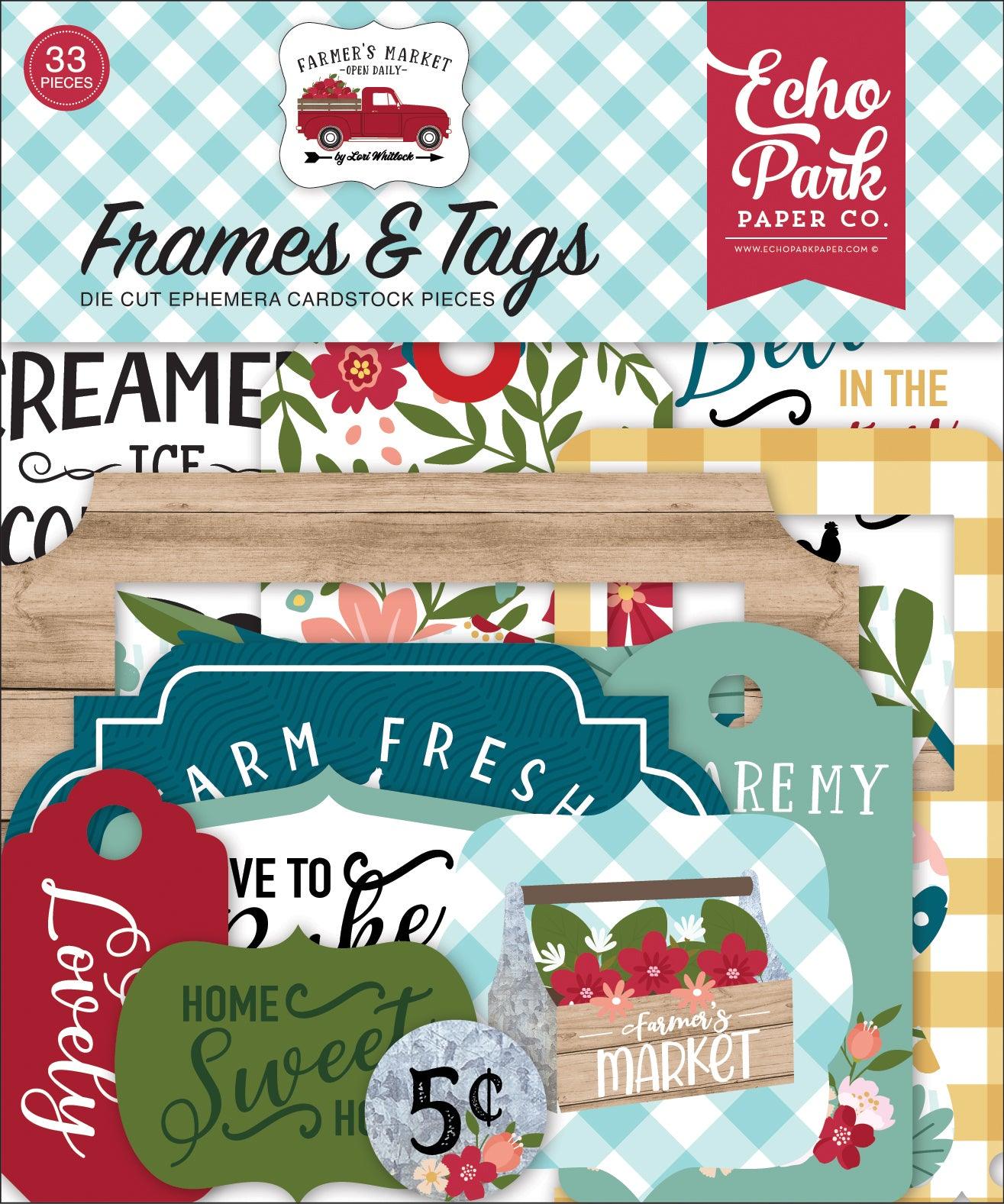 Farmer's Market Collection 5 x 5 Scrapbook Tags & Frames Die Cuts by Echo Park Paper - Scrapbook Supply Companies