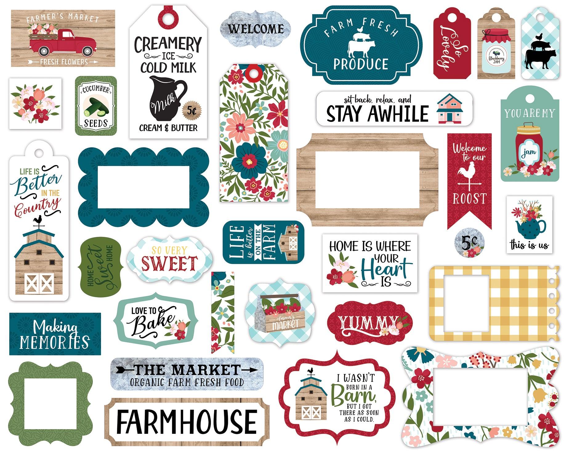 Farmer's Market Collection 5 x 5 Scrapbook Tags & Frames Die Cuts by Echo Park Paper - Scrapbook Supply Companies