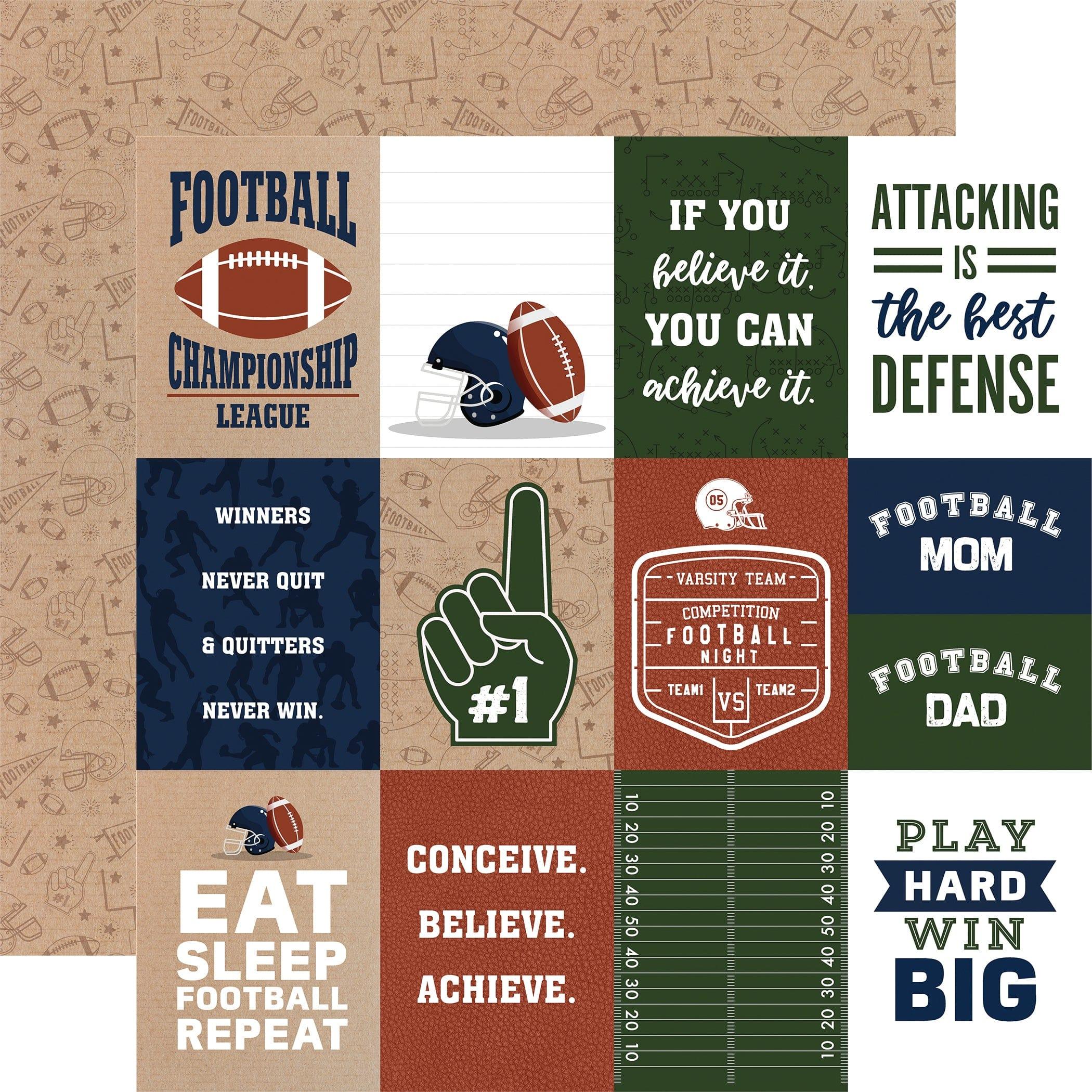 Football Collection 3x4 Journaling Cards 12 x 12 Double-Sided Scrapbook Paper by Echo Park Paper