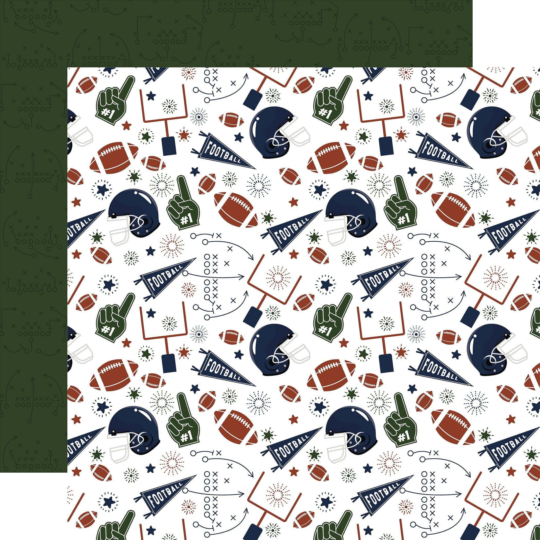 Football Collection Play Hard, Win Big 12 x 12 Double-Sided Scrapbook Paper by Echo Park Paper - Scrapbook Supply Companies