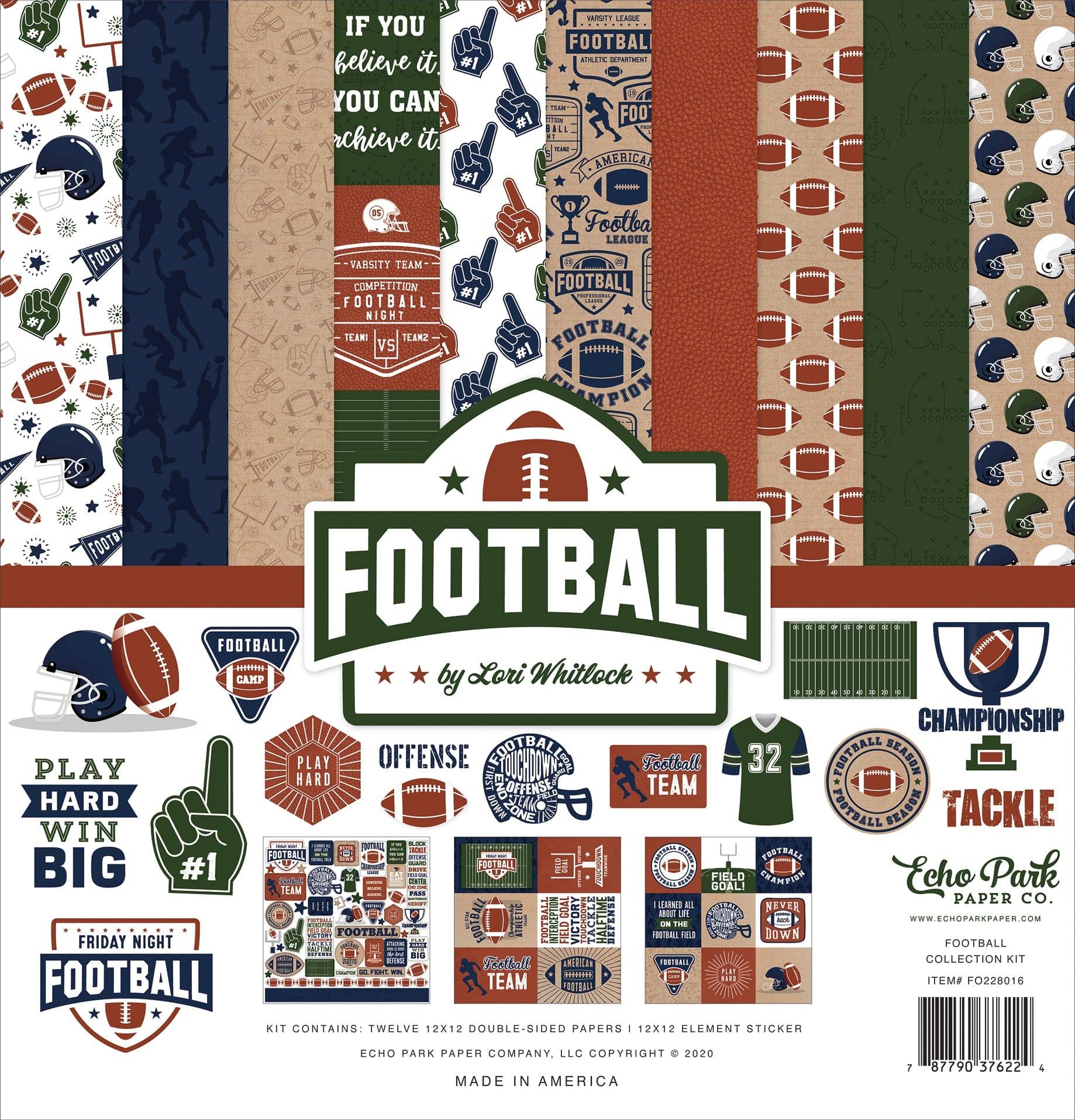 Football Collection 12 x 12 Double-Sided Scrapbook Paper Kit & Sticker Sheet by Echo Park Paper - 13 Pieces - Scrapbook Supply Companies