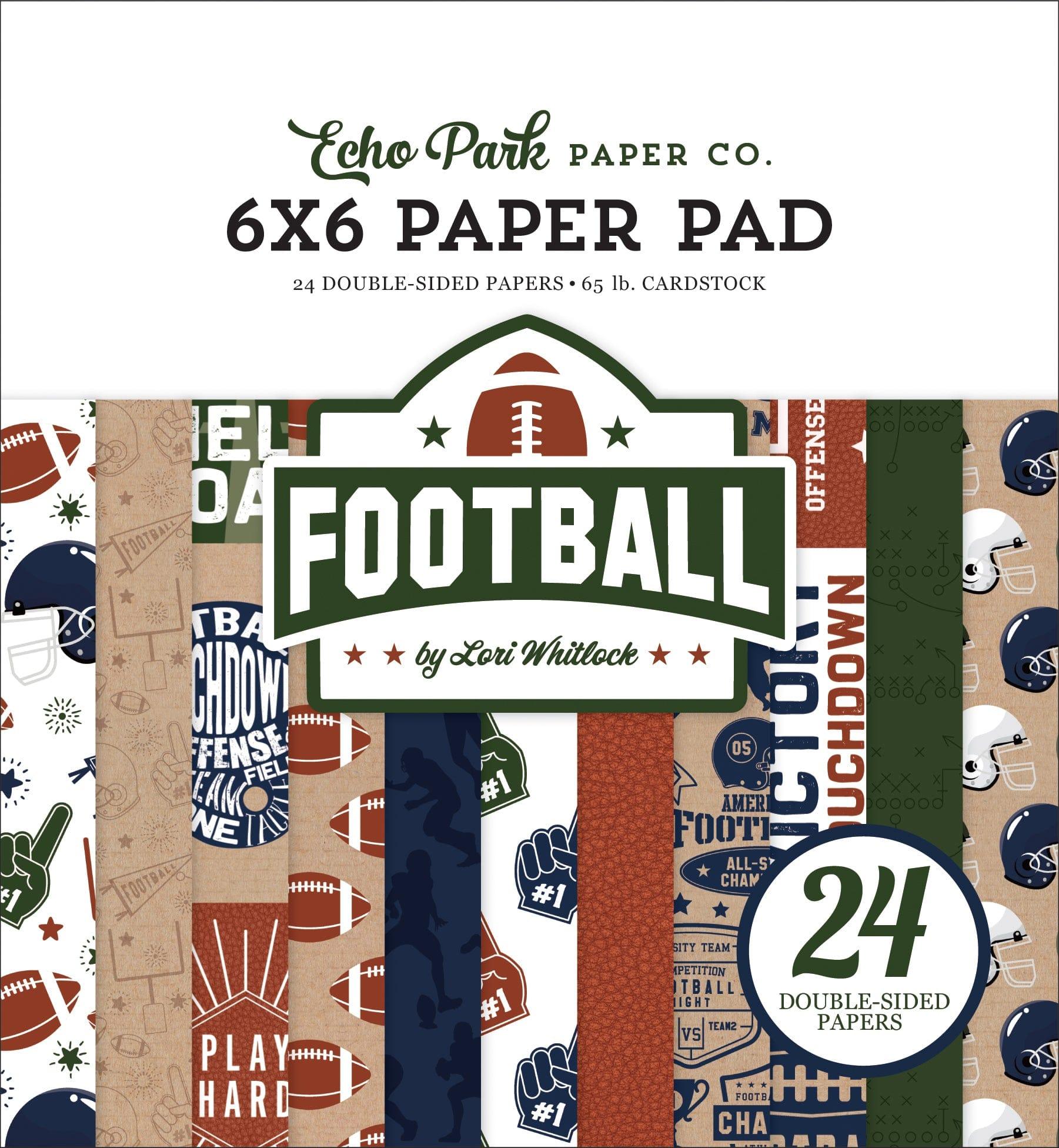 Football Collection 6 x 6 Paper Pad by Echo Park Paper - 24 Double-Sided Papers - Scrapbook Supply Companies