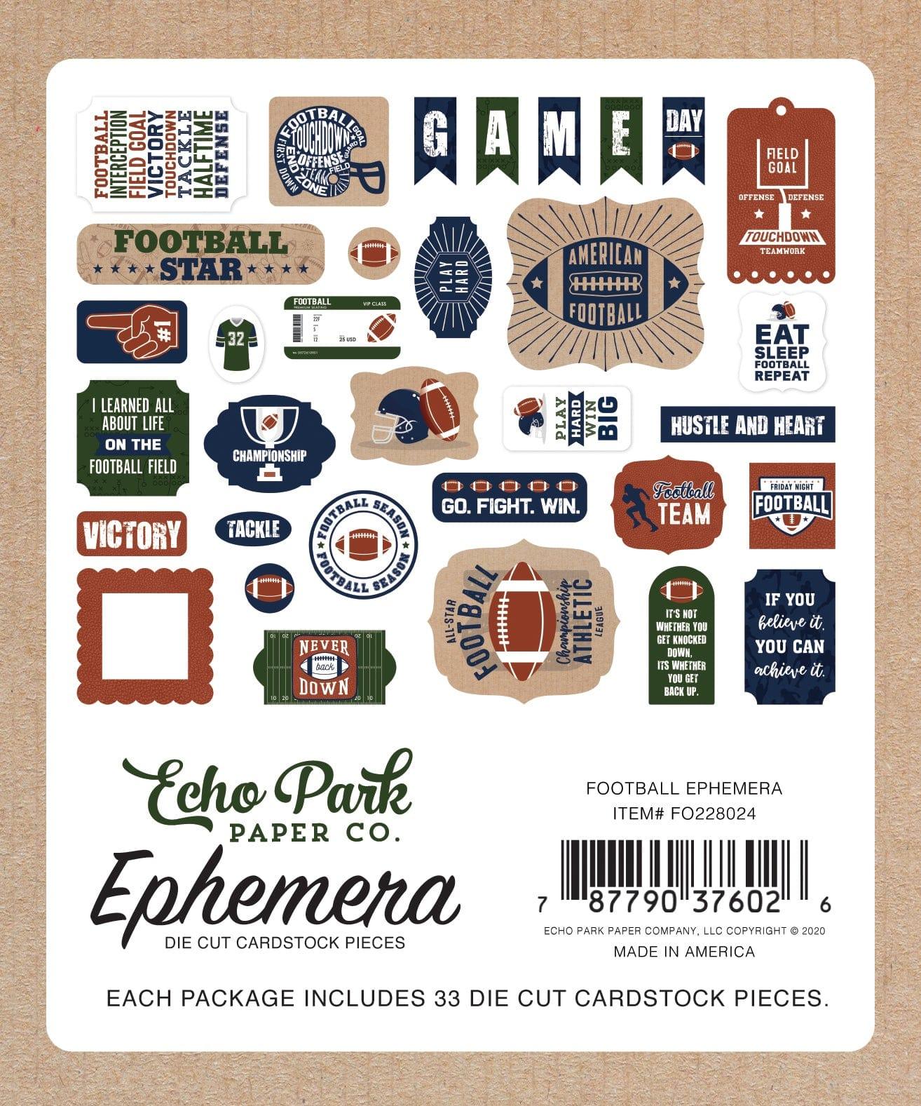 Football Collection 5 x 5 Ephemera Die Cut Scrapbook Embellishments by Echo Park Paper - Scrapbook Supply Companies