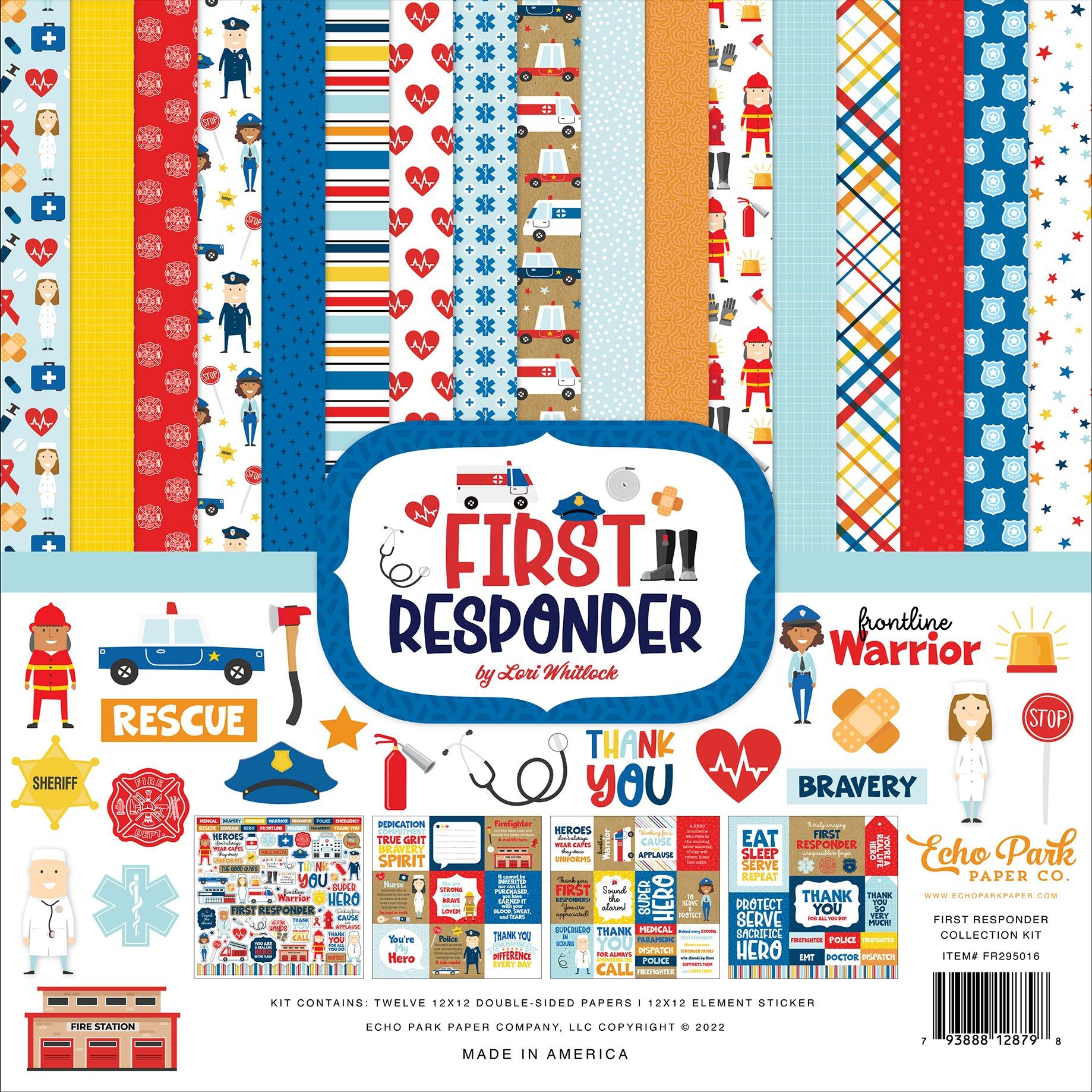 First Responder Collection 13-Piece Collection Kit by Echo Park Paper-12 Papers, 1 Sticker