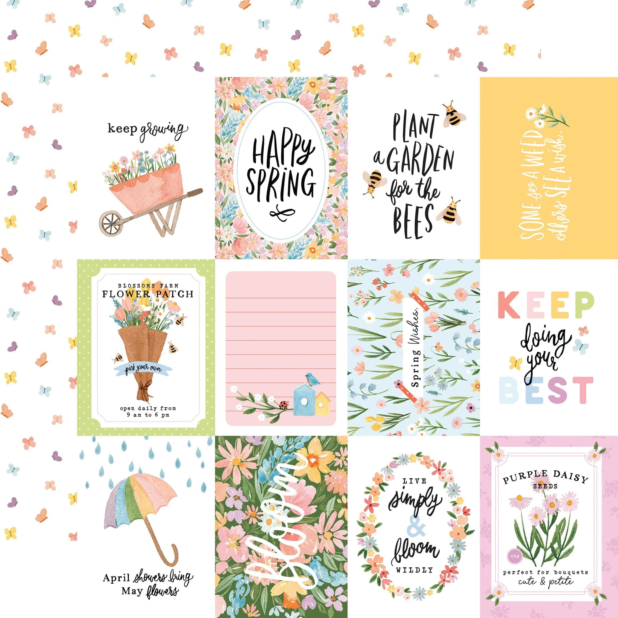 My Favorite Spring Collection 3x4 Journaling Cards 12 x 12 Double-Sided Scrapbook Paper by Echo Park Paper