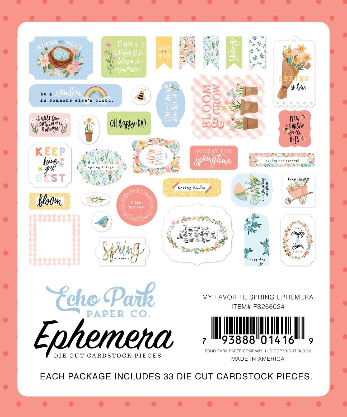 My Favorite Spring Collection 5 x 5 Scrapbook Ephemera Die Cuts by Echo Park Paper - Scrapbook Supply Companies