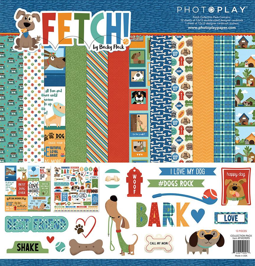 Fetch Collection 13-Piece Collection Pack by Photo Play Paper, 12 Papers, 1 Sticker - Scrapbook Supply Companies