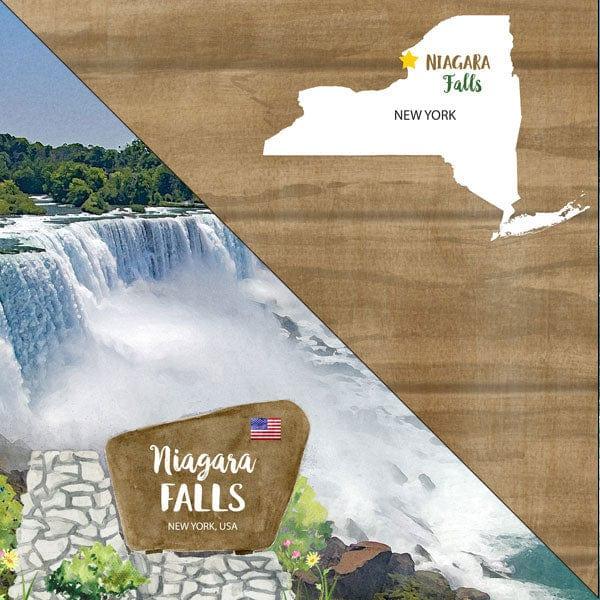 National Park Collection New York Niagara Falls 12 x 12 Double-Sided Scrapbook Paper by Scrapbook Customs - Scrapbook Supply Companies