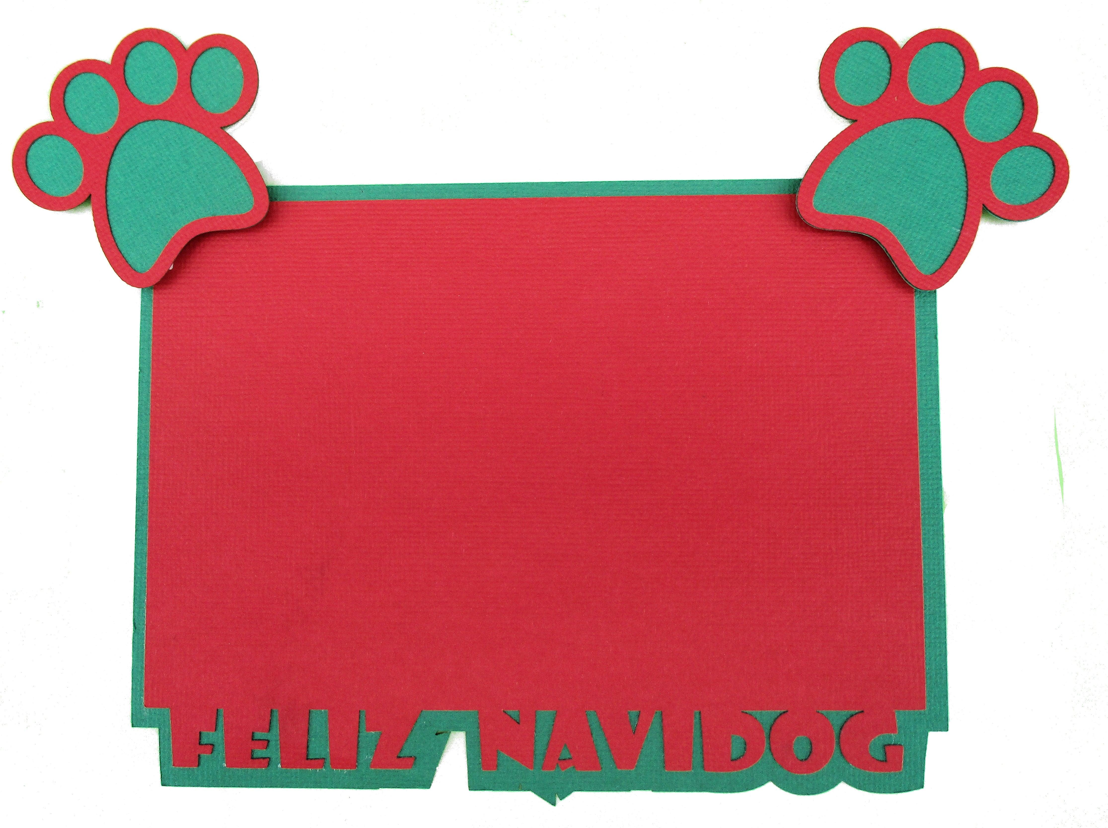 Feliz Navidog 4.25 x 6.25 Laser Cut Photo Mat Frame Scrapbook Embellishment by SSC Laser Designs