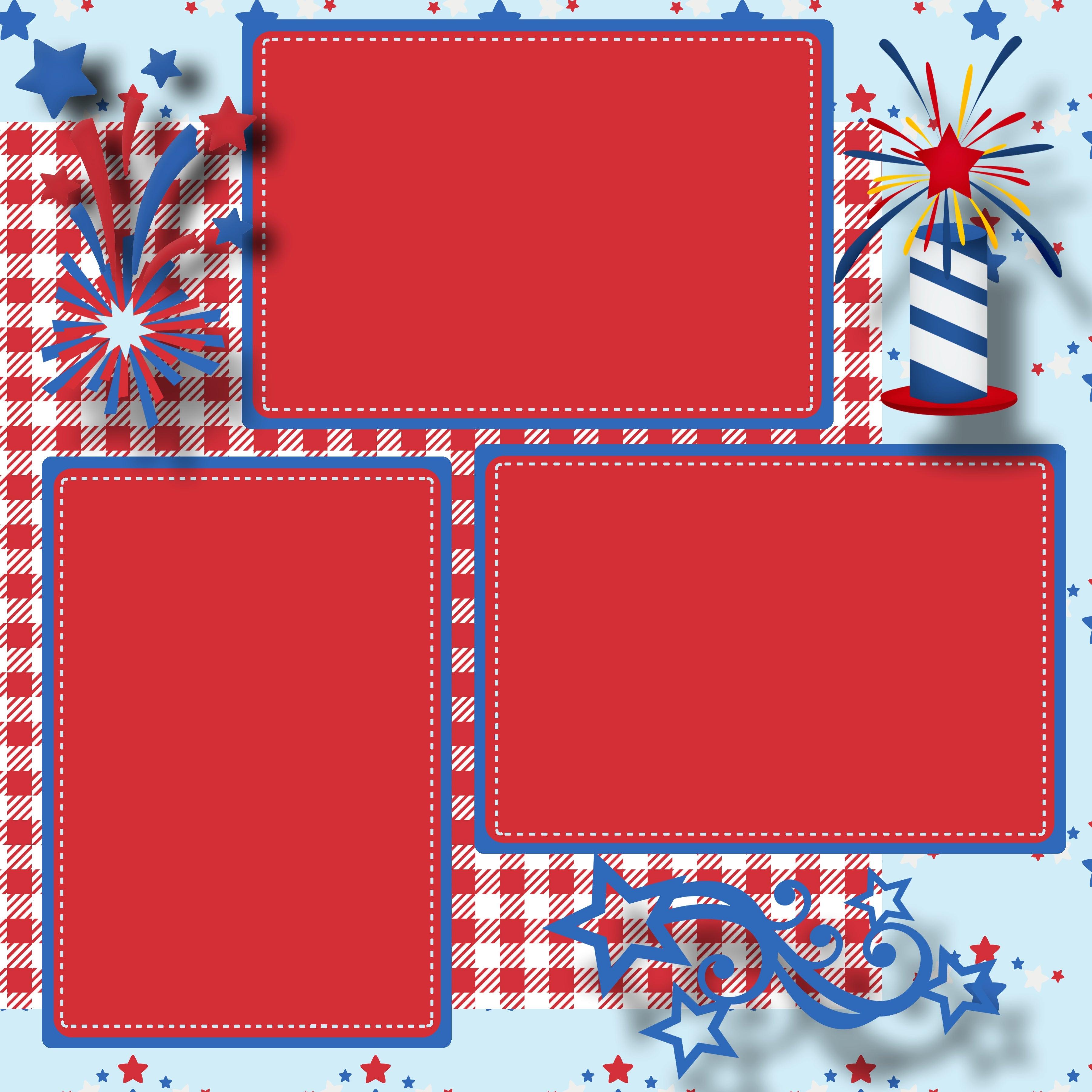 Fireworks (2) - 12 x 12 Premade, Printed Scrapbook Pages by SSC Designs - Scrapbook Supply Companies