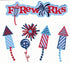 Fireworks 6-Piece Set Fully-Assembled 3 x 8 Laser Cut Scrapbook Embellishment by SSC Laser Designs