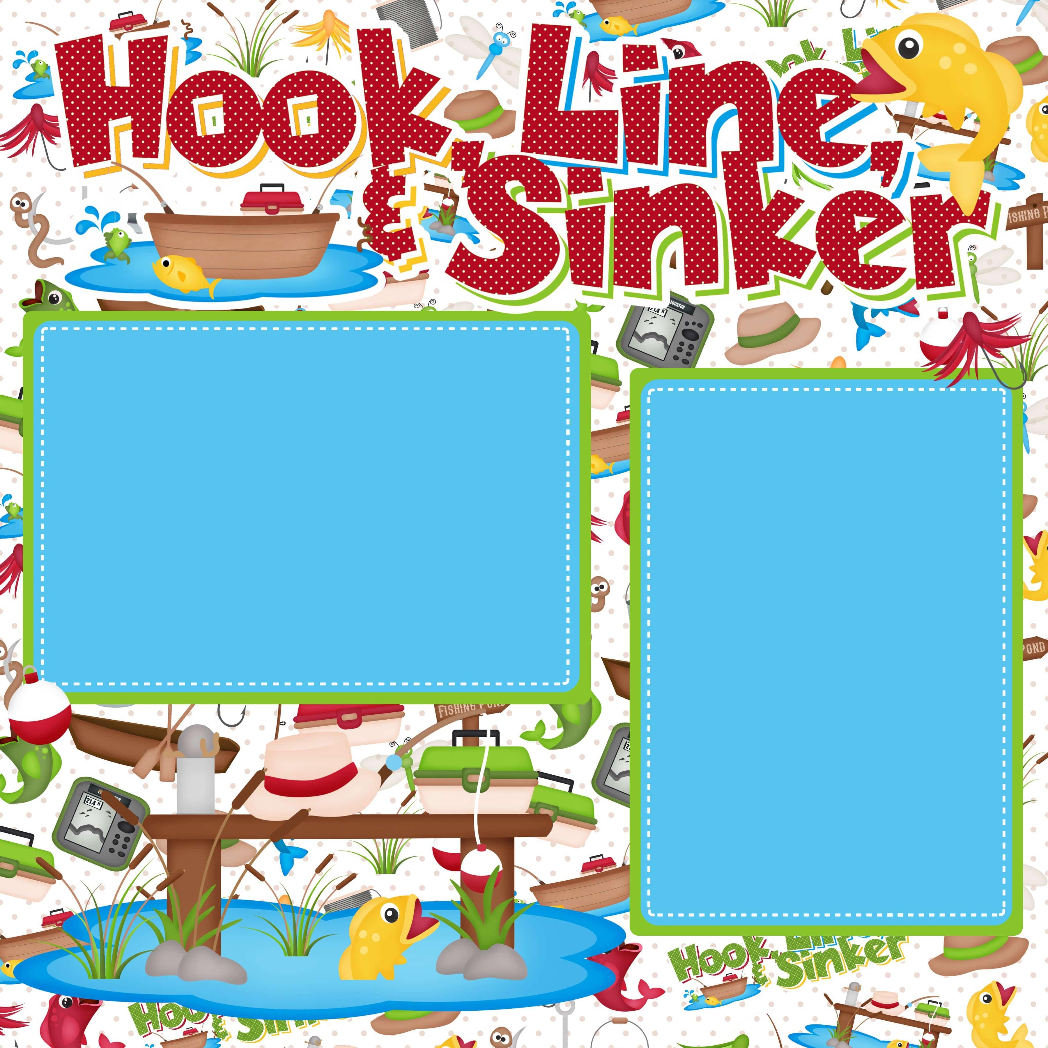 Hook, Line & Sinker Collection Let's Go Fishing (2) - 12 x 12 Premade, Printed Scrapbook Pages by SSC Designs - Scrapbook Supply Companies