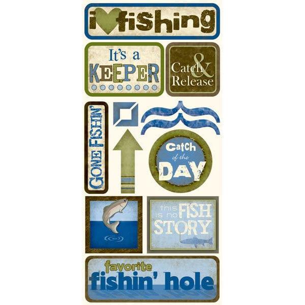 Outdoor Collection I Love Fishing Scrapbook Sticker Sheet 6 x 12 by Scrapbook Customs - Scrapbook Supply Companies