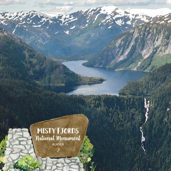National Park Collection Alaska National Monument Misty Fjords 12 x 12 Double-Sided Scrapbook Paper by Scrapbook Customs - Scrapbook Supply Companies