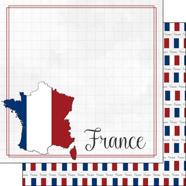 Travel Adventure Collection France Border 12 x 12 Double-Sided Scrapbook Paper by Scrapbook Customs - Scrapbook Supply Companies