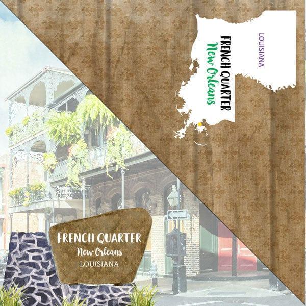 National Park Collection Louisiana New Orleans French Quarter 12 x 12 Double-Sided Scrapbook Paper by Scrapbook Customs - Scrapbook Supply Companies