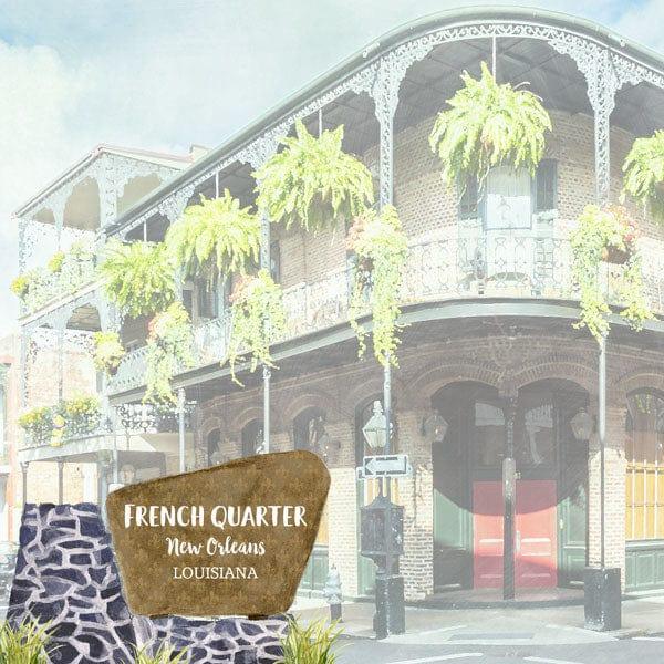 National Park Collection Louisiana New Orleans French Quarter 12 x 12 Double-Sided Scrapbook Paper by Scrapbook Customs - Scrapbook Supply Companies