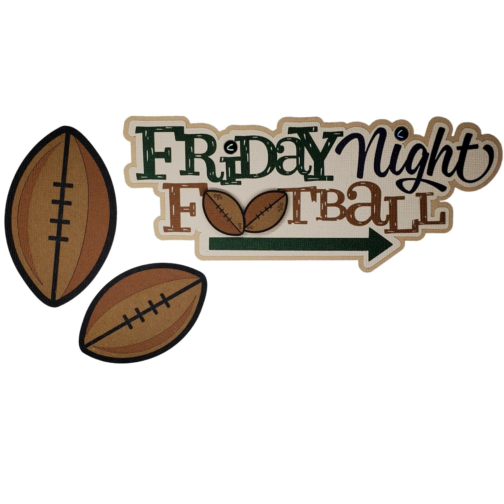 Friday Night Football Title 3 x 7 Laser Cut with Coordinating Football Scrapbook Embellishments by SSC Laser Designs