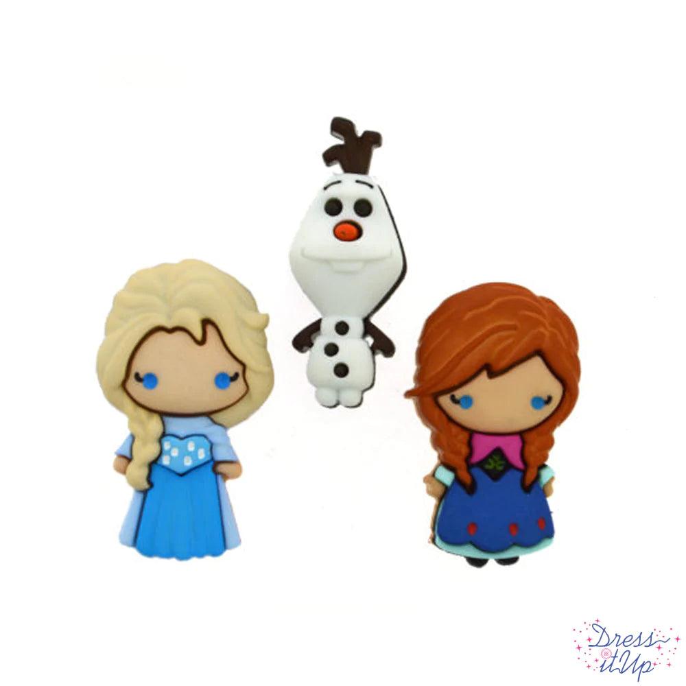 Disney Dress It Up Collection Frozen-Elsa, Anna, Olaf Scrapbook Button Embellishments by Jesse James Buttons - Scrapbook Supply Companies