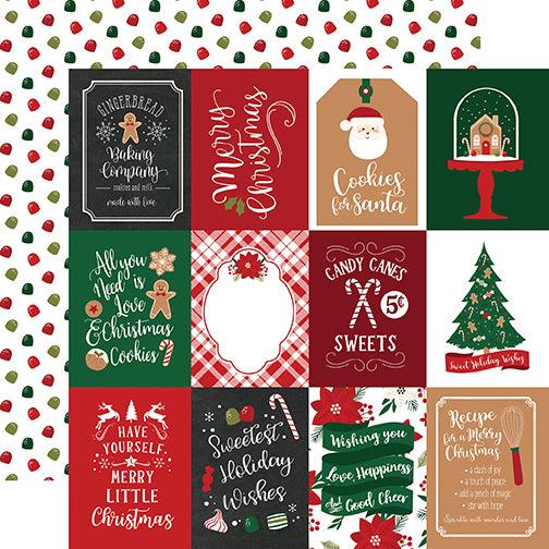 A Gingerbread Christmas Collection 3 x 4 Journaling Cards 12 x 12 Double-Sided Scrapbook Paper by Echo Park Paper - Scrapbook Supply Companies