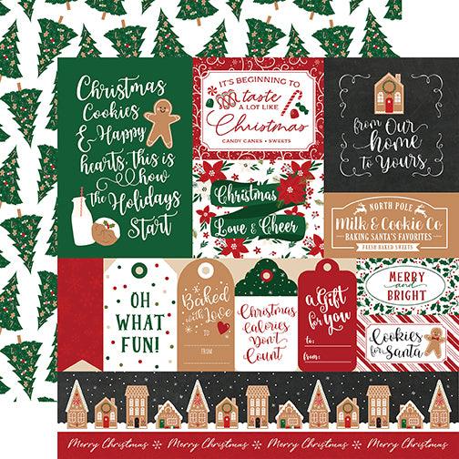 A Gingerbread Christmas Collection Multi Journaling Cards 12 x 12 Double-Sided Scrapbook Paper by Echo Park Paper - Scrapbook Supply Companies