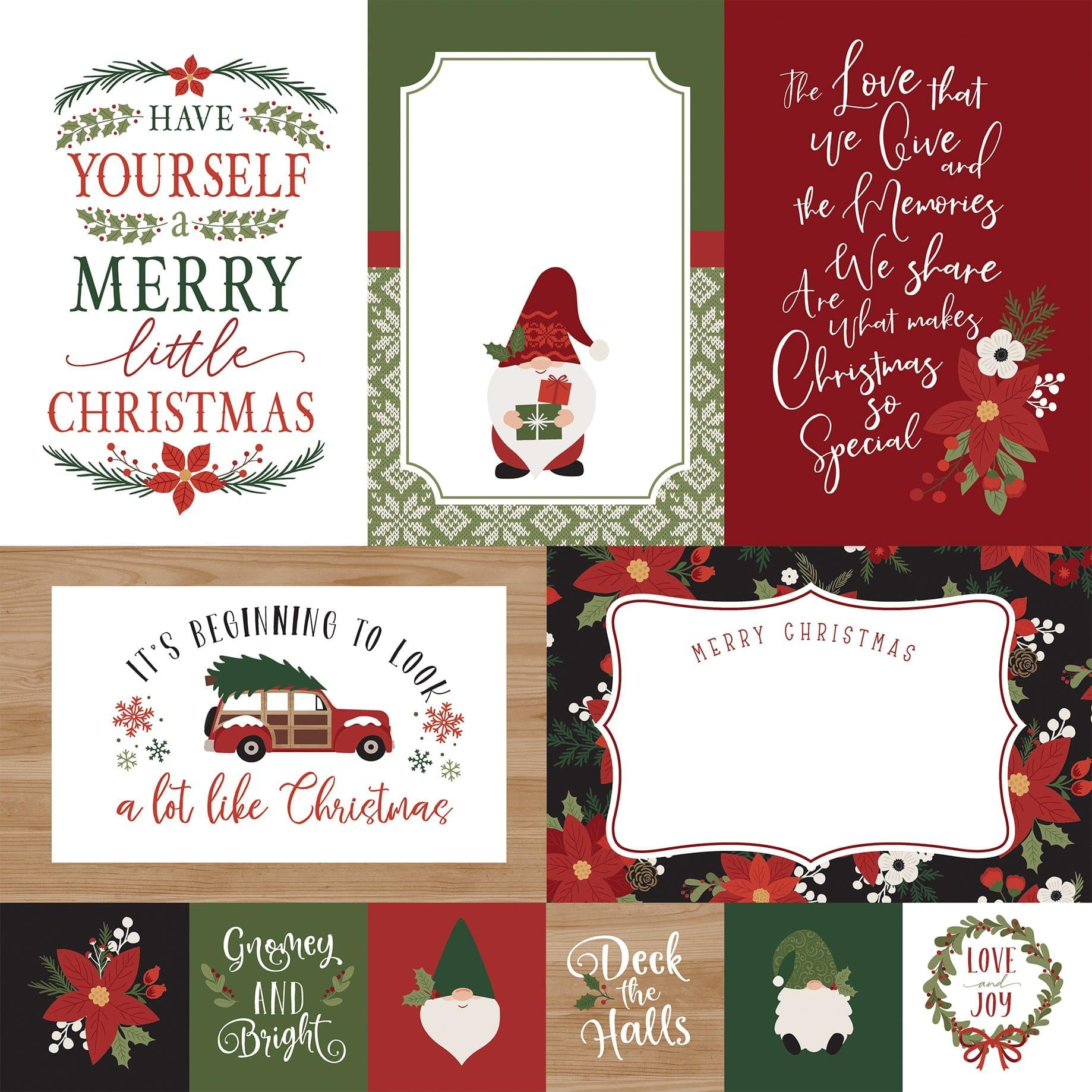 Gnome For Christmas Collection 4x6 Journaling Cards 12 x 12 Double-Sided Scrapbook Paper by Echo Park Paper - Scrapbook Supply Companies