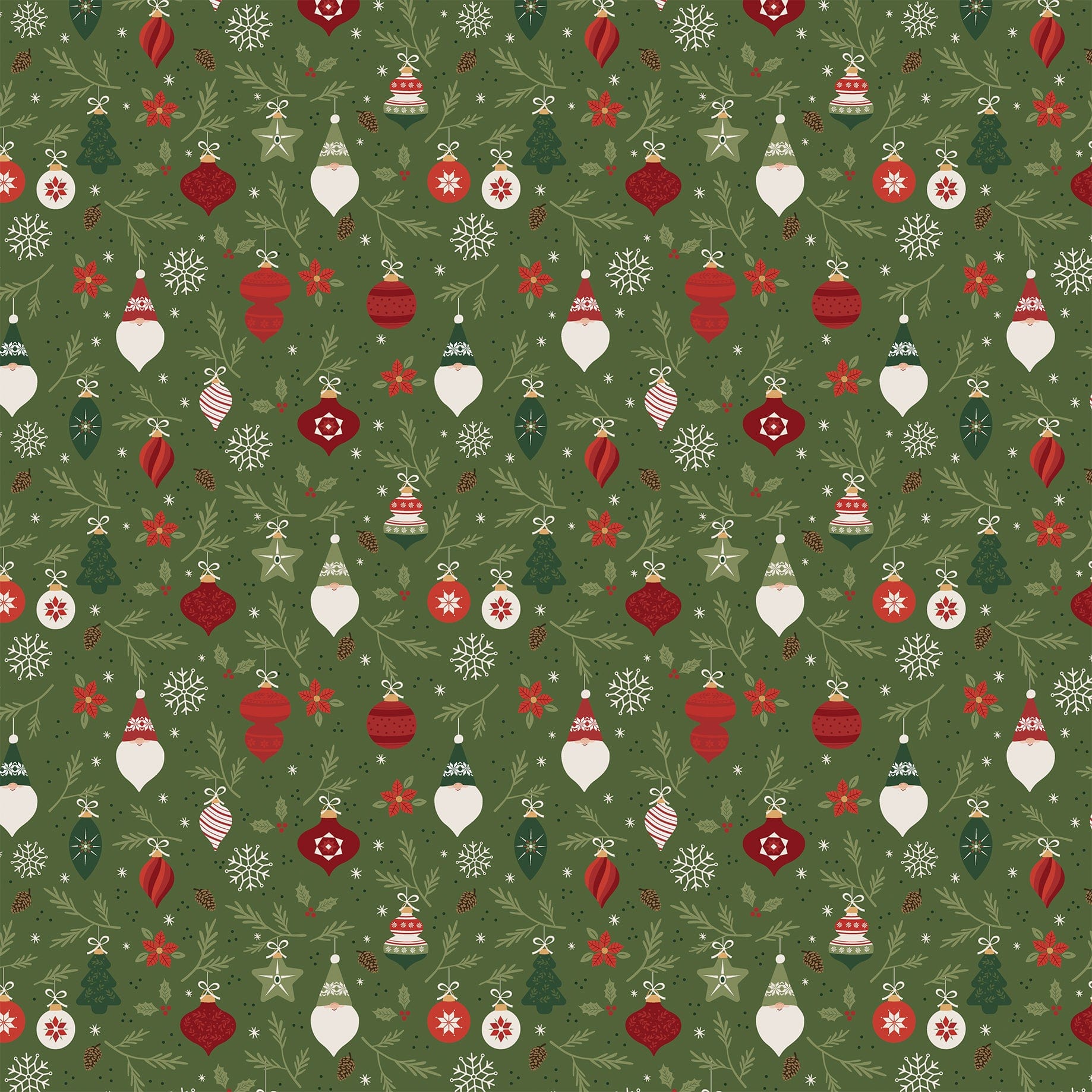 Gnome For Christmas Collection Deck The Halls 12 x 12 Double-Sided Scrapbook Paper by Echo Park Paper