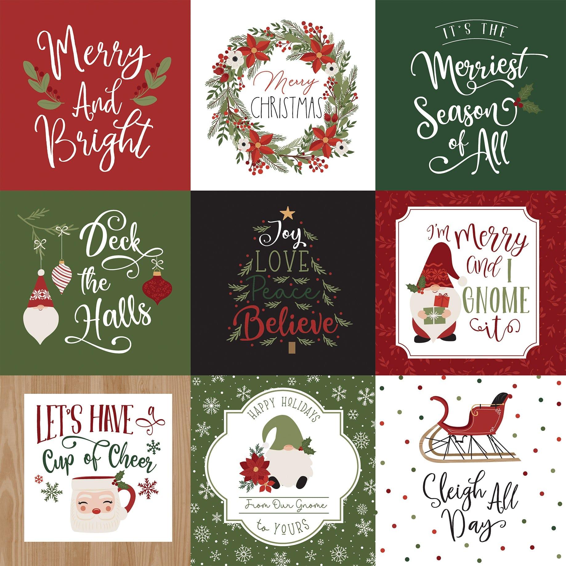 Gnome For Christmas Collection 4x4 Journaling Cards 12 x 12 Double-Sided Scrapbook Paper by Echo Park Paper - Scrapbook Supply Companies