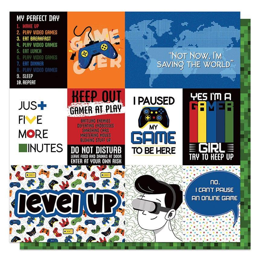 Gamer Collection Level Up 12 x 12 Double-Sided Scrapbook Paper by Photo Play Paper - Scrapbook Supply Companies