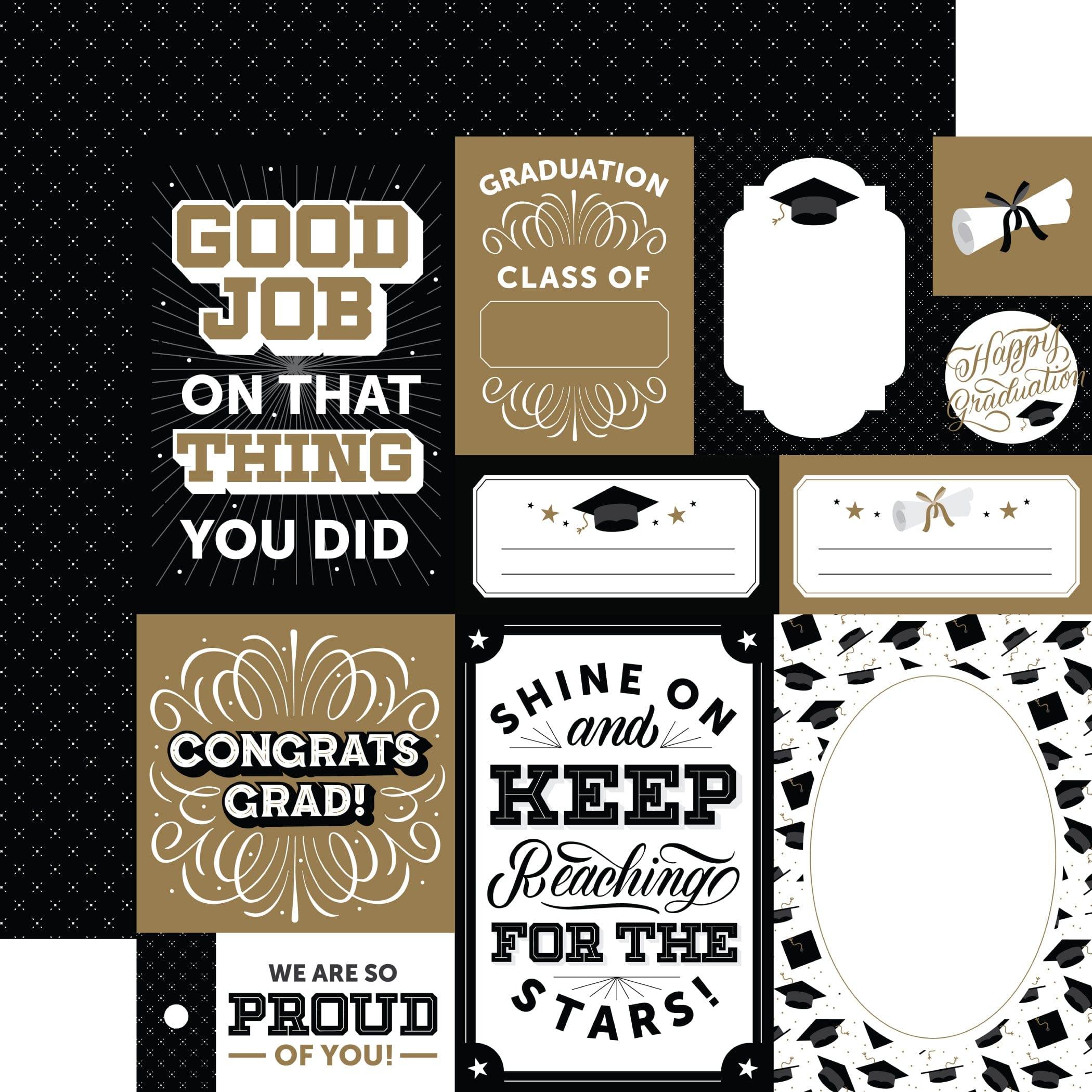 Graduation Collection Multi Journaling Cards 12 x 12 Double-Sided Scrapbook Paper by Echo Park Paper