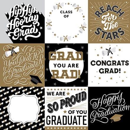 Graduation Collection 4x4 Journaling Cards 12 x 12 Double-Sided Scrapbook Paper by Echo Park Paper - Scrapbook Supply Companies