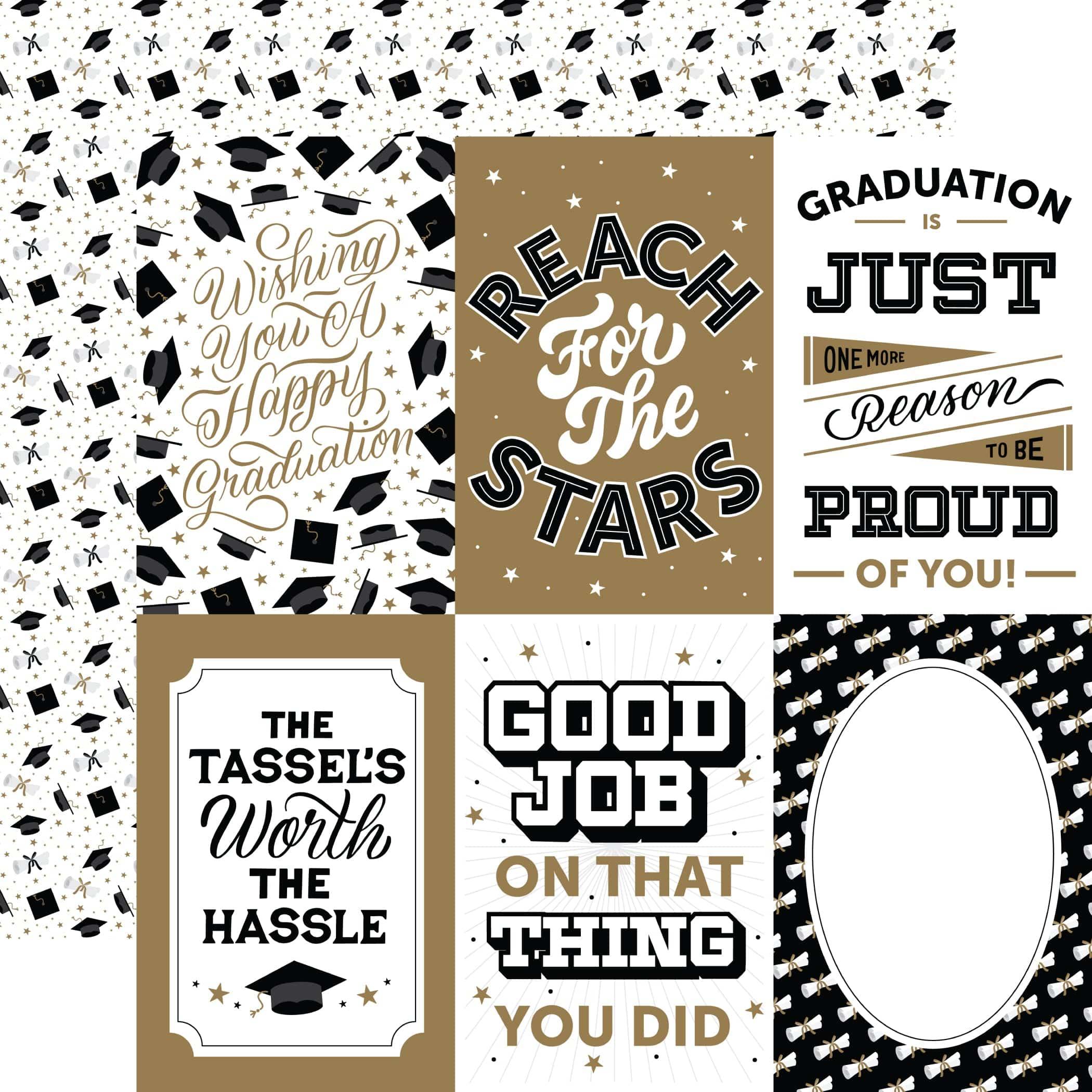 Graduation Collection 4x6 Journaling Cards 12 x 12 Double-Sided Scrapbook Paper by Echo Park Paper