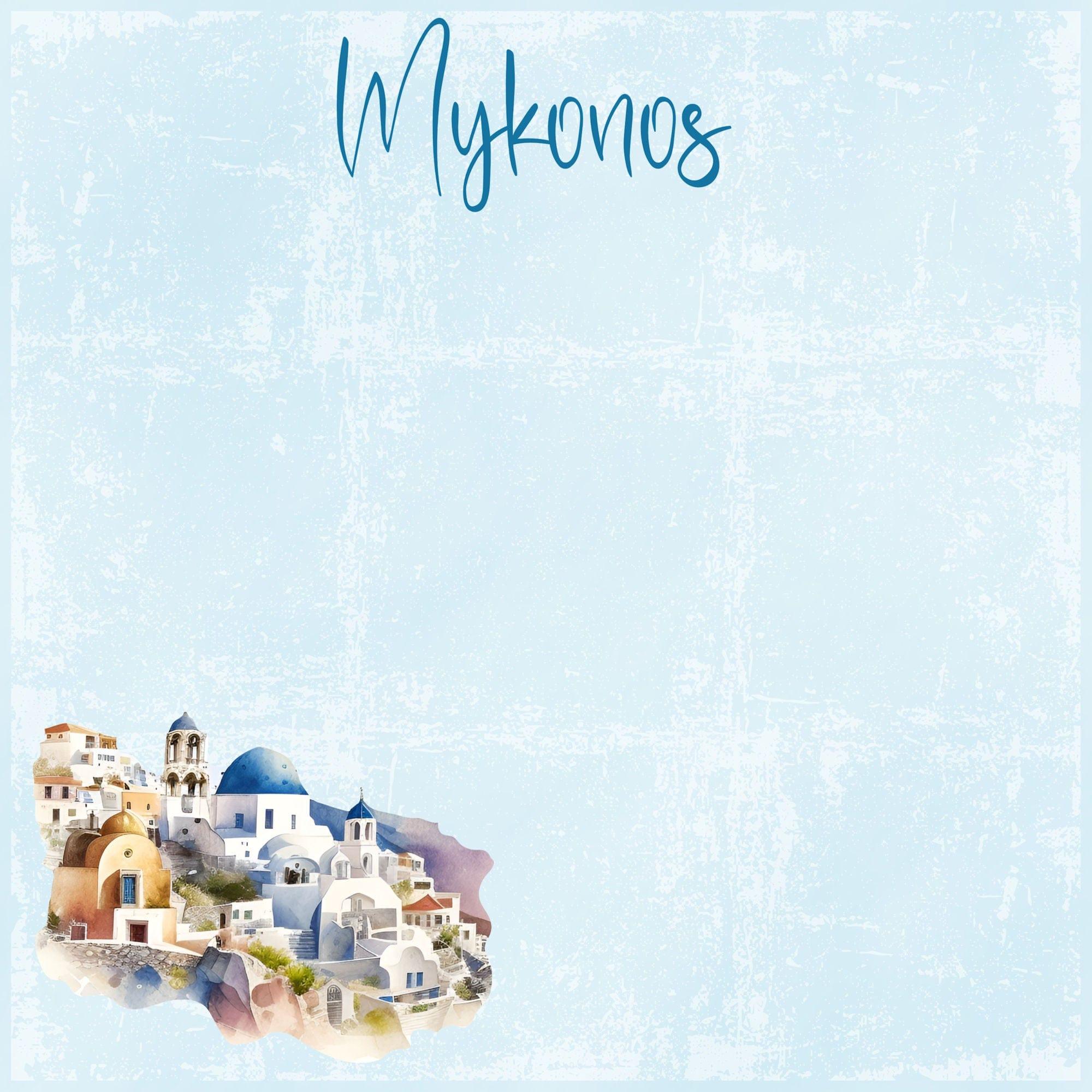 Watercolor Greece Collection Mykonos 12 x 12 Double-Sided Scrapbook Paper by SSC Designs - Scrapbook Supply Companies