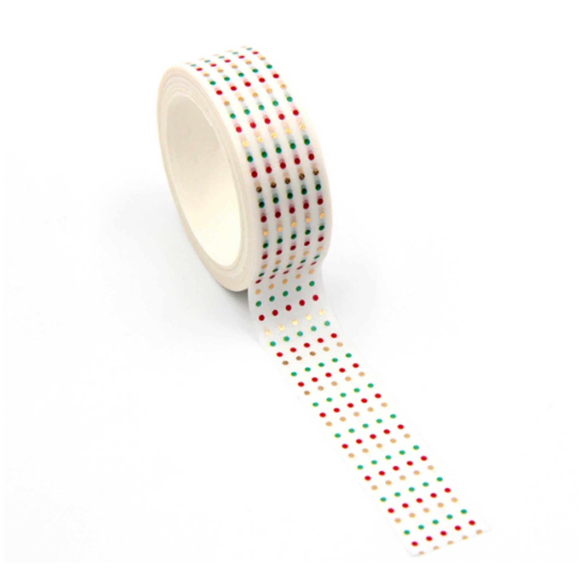 TW Collection Christmas Dots Gold Foiled Washi Tape by SSC Designs - 15mm x 30 Feet - Scrapbook Supply Companies