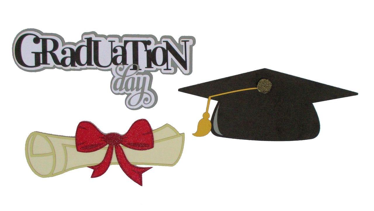 Graduation Collection Graduation Day, Mortar & Diploma 3-Piece Laser Cut Embellishments by SSC Laser Designs