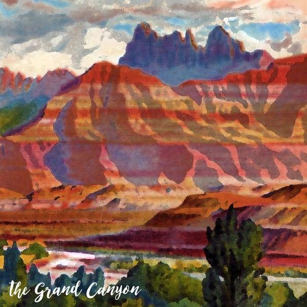 National Park Watercolor Collection Grand Canyon Left 12 x 12 Scrapbook Paper by Scrapbook Customs - Scrapbook Supply Companies