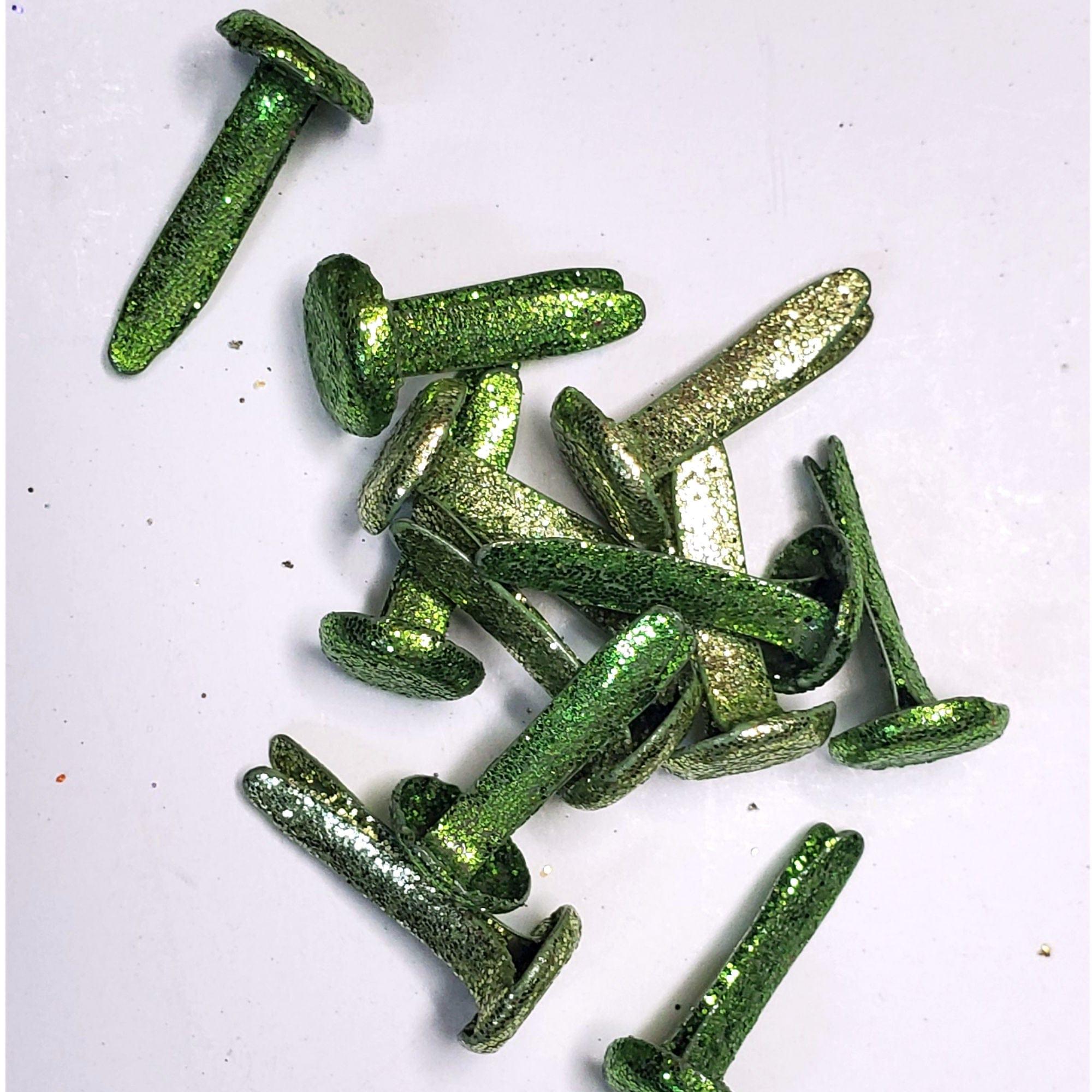 Green Medium Glitter Brads by SSC Designs - 12 Brads