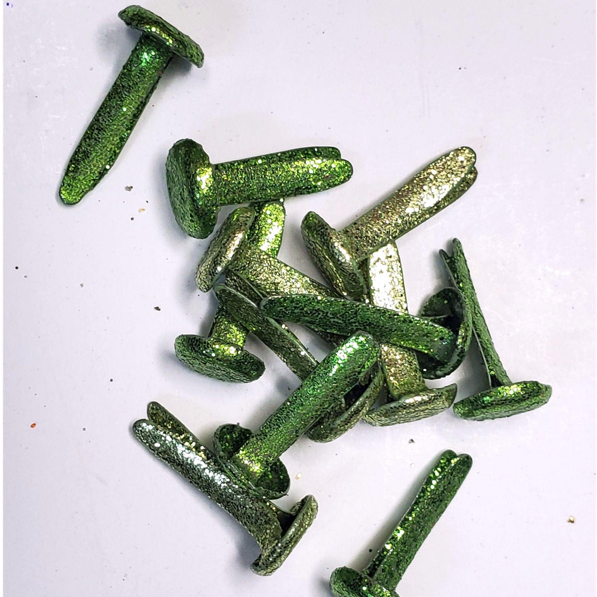 Green Medium Glitter Brads by SSC Designs - 12 Brads - Scrapbook Supply Companies