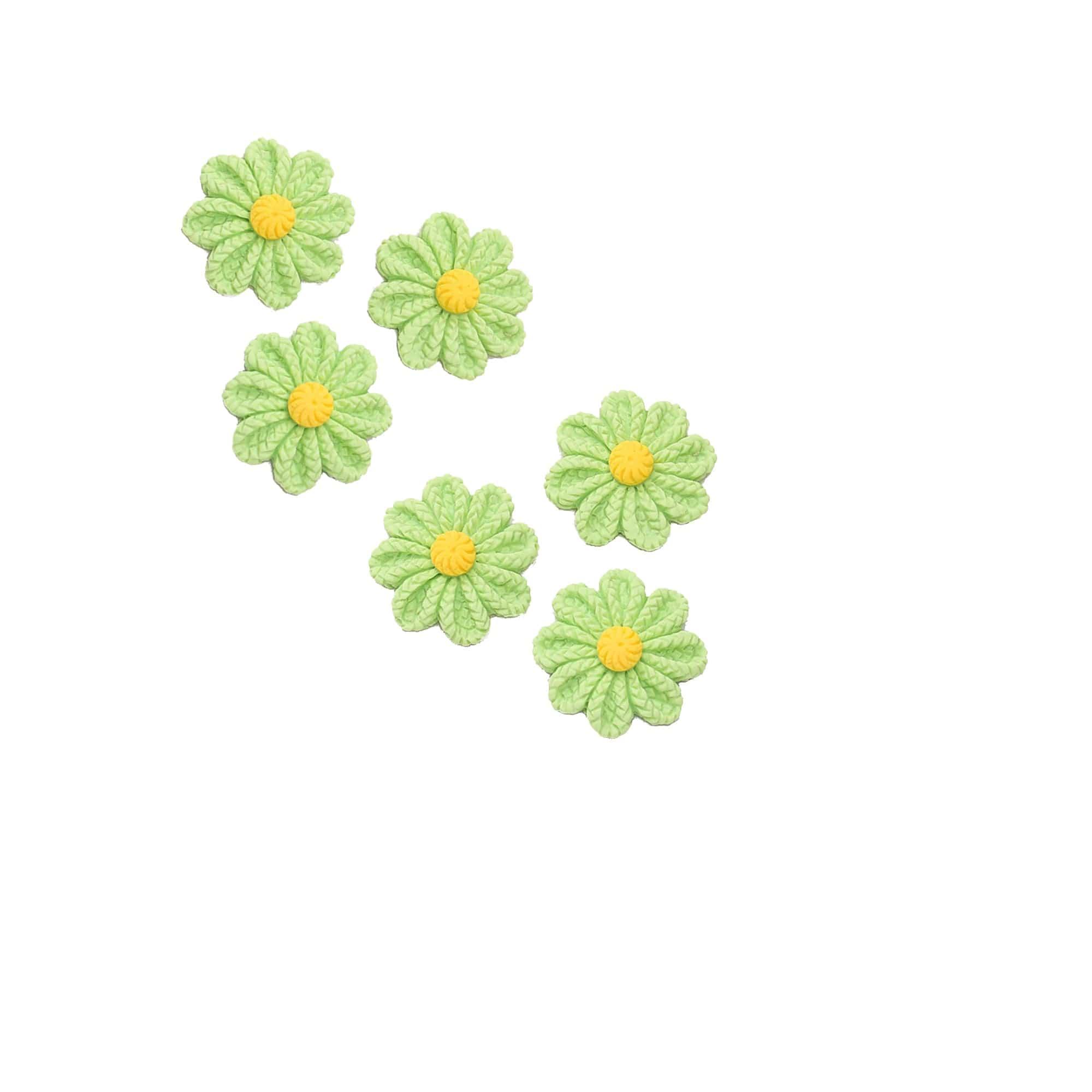Flower Fun Collection Pastel Green Flower Flatback Scrapbook Buttons by SSC Designs - Pkg. of 5