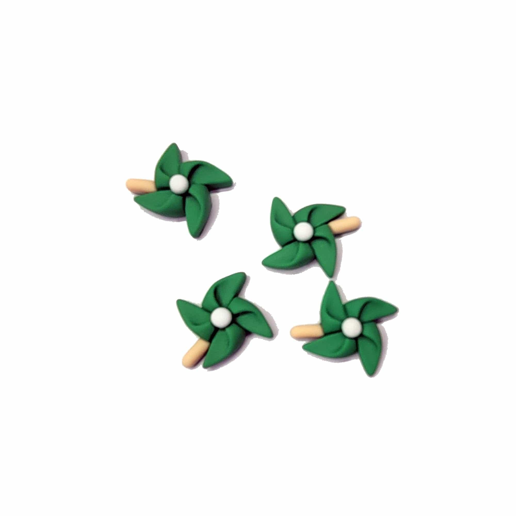 Summer Fun Collection Green Pinwheels Flatback Scrapbook Buttons by SSC Designs - Pkg. of 4 - Scrapbook Supply Companies